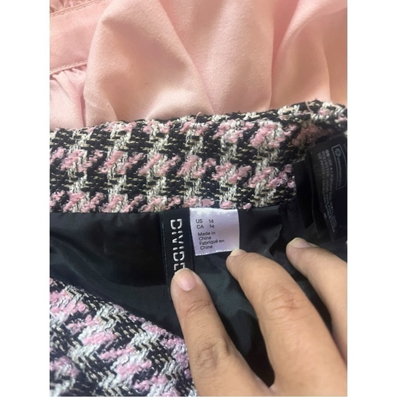 H&M tweed faux pocket straight mini skirt size 14 EUC - Picture 3 of 7